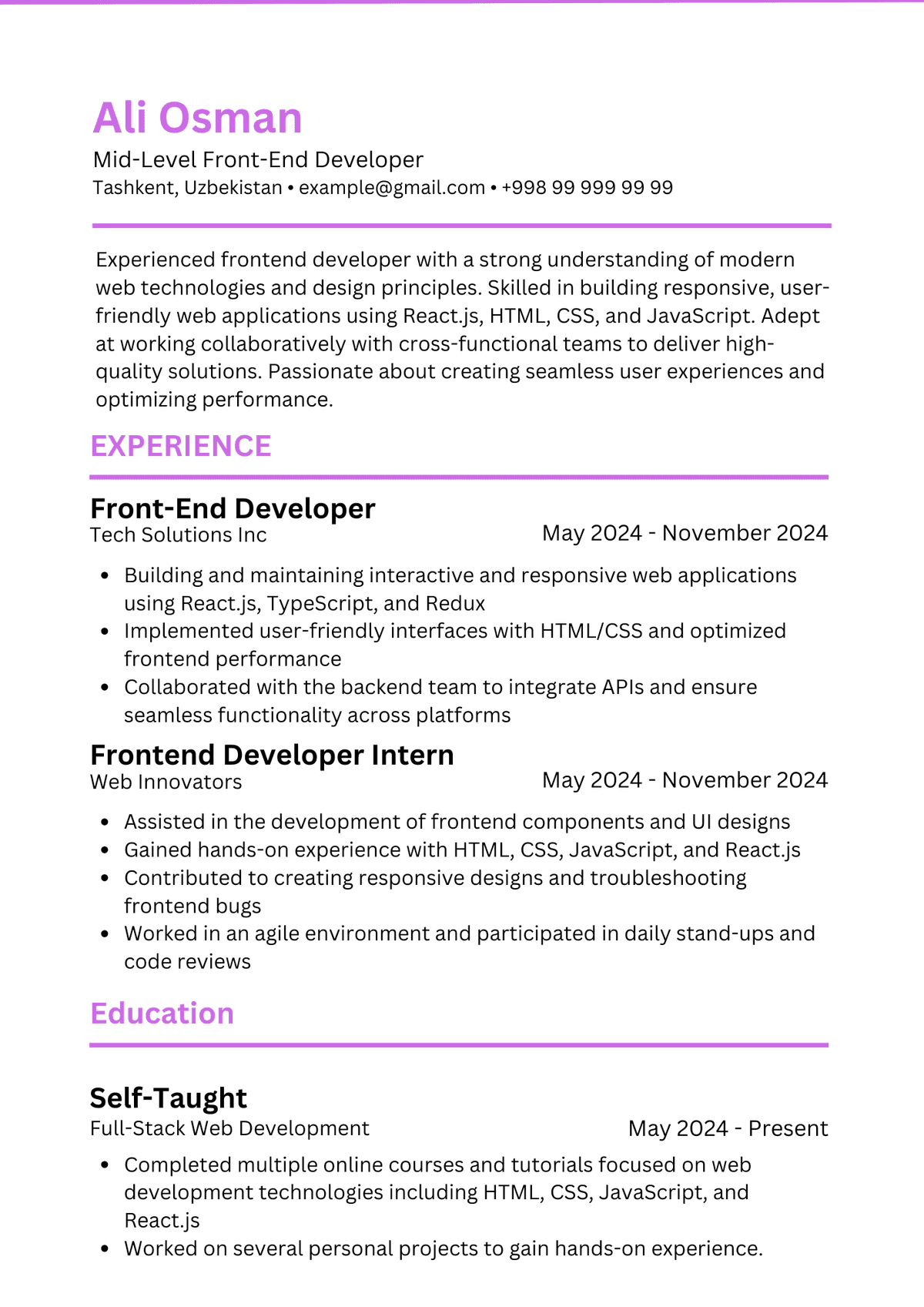 Mid-Level Front-End Developer