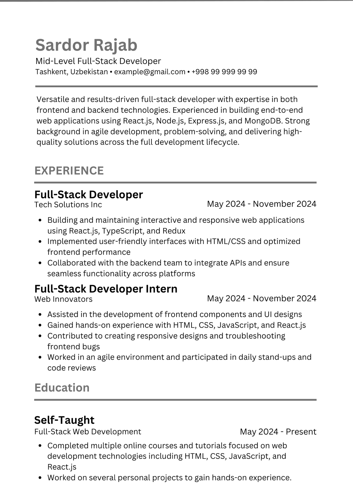 Mid-Level Full-Stack Developer